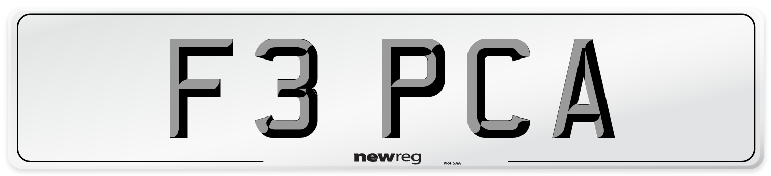 F3 PCA Number Plate from New Reg